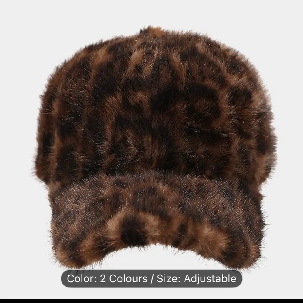Leopard Print Faux Fur Trucker Cap new